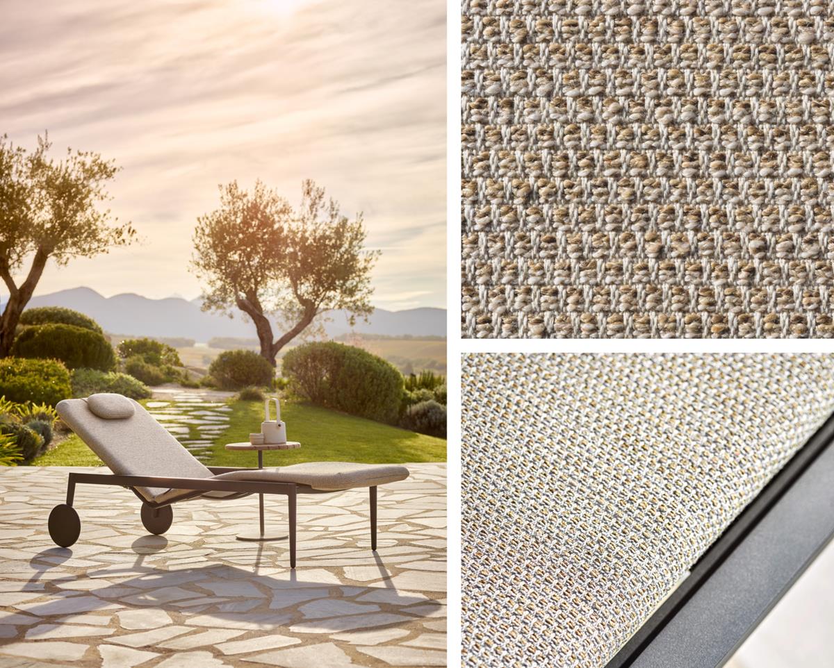 Styletto sun lounger in Dune Mesh