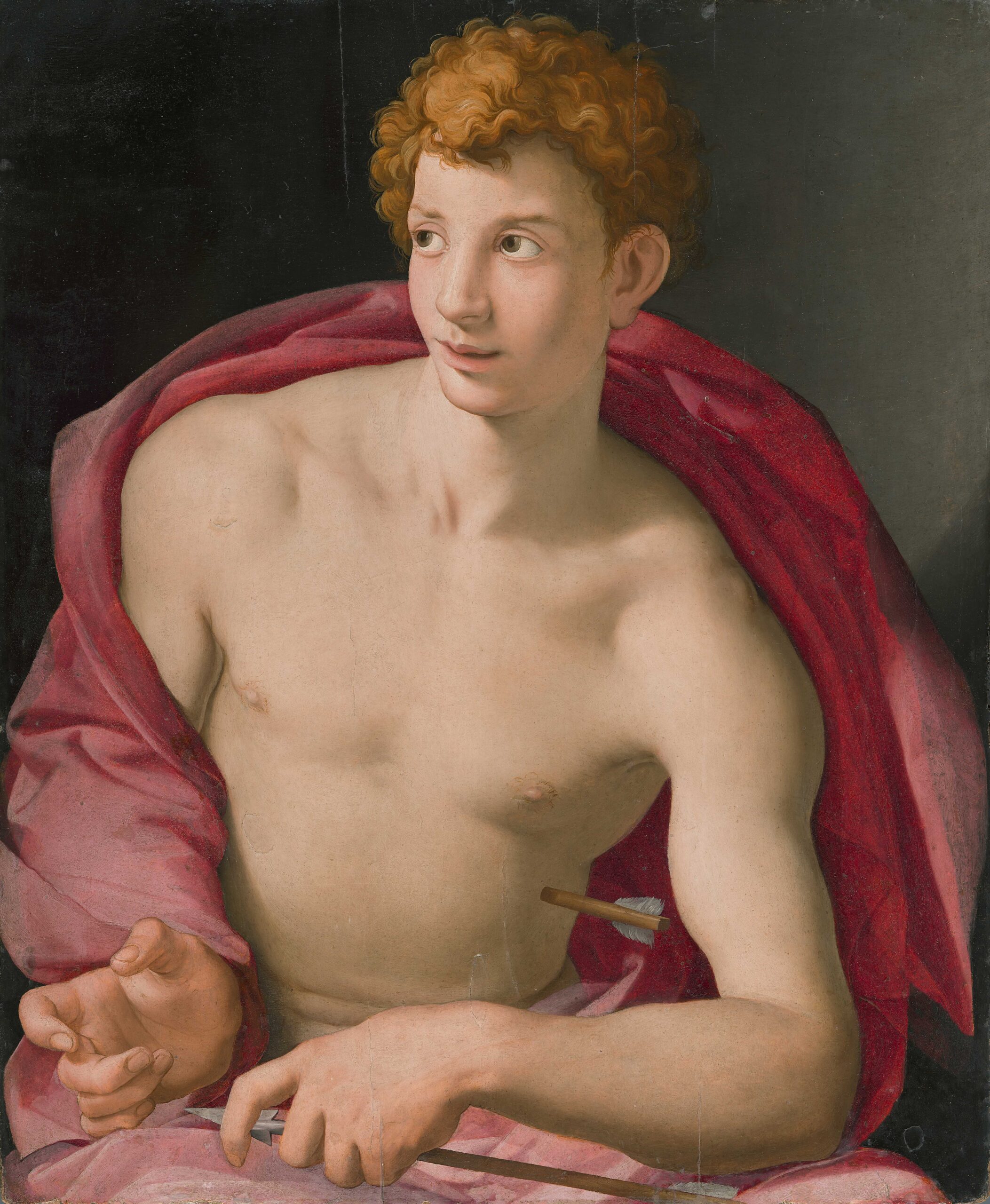 Bronzino (Agnolo di Cosimo di Mariano), Portret van een jonge man als heilige Sebastiaan, ca. 1533.